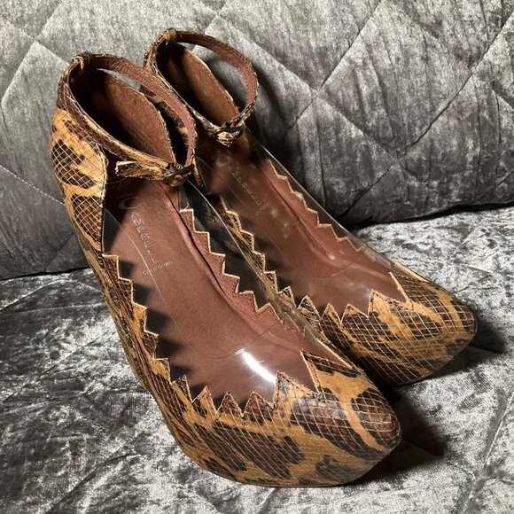 Jeffrey Campbell Audrey-Two Wedge Heels 9 Leather- Animal Print platform party - Picture 12 of 15